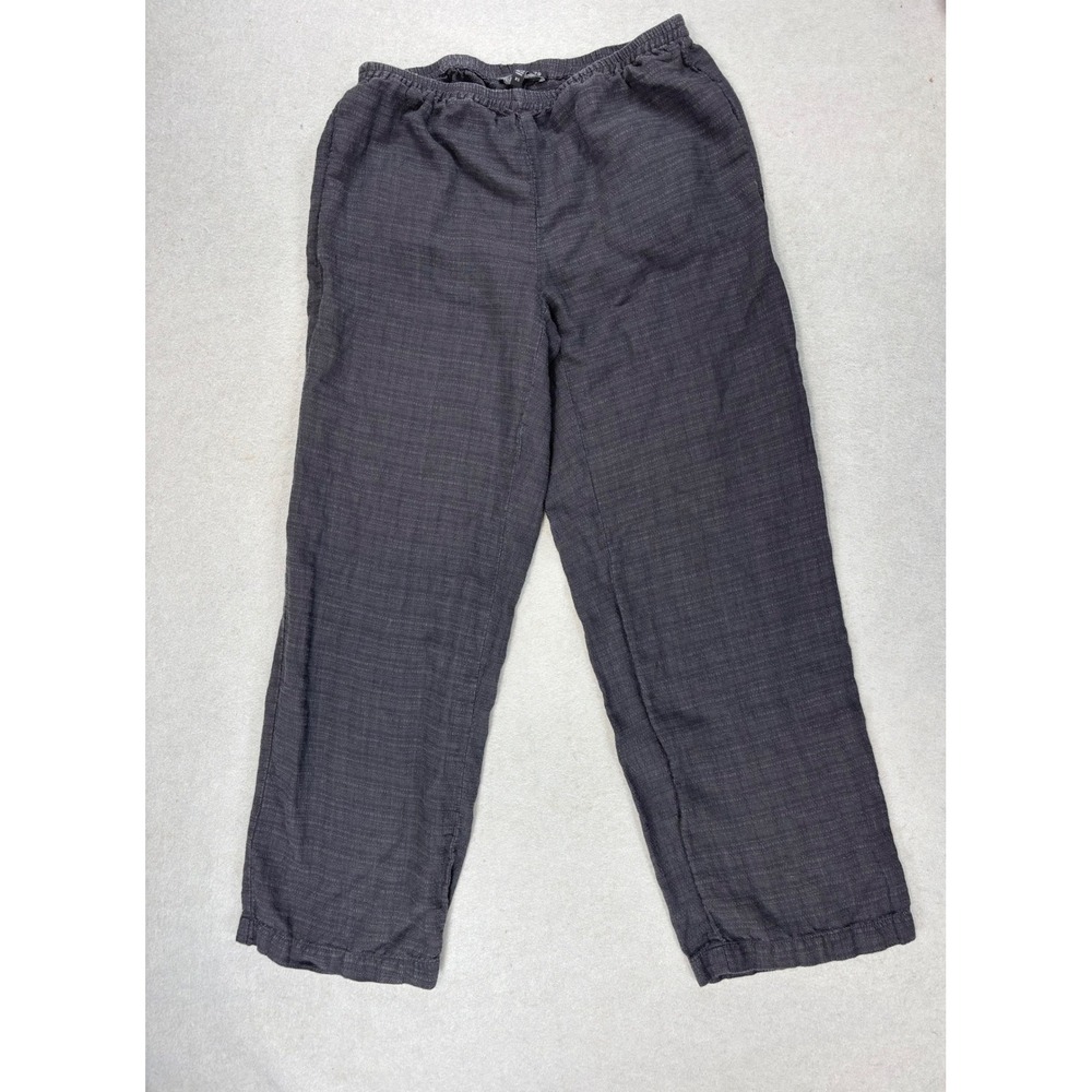 Women's Eileen‎ Fisher Pull on Linen blend gray pant elastic waist size XS